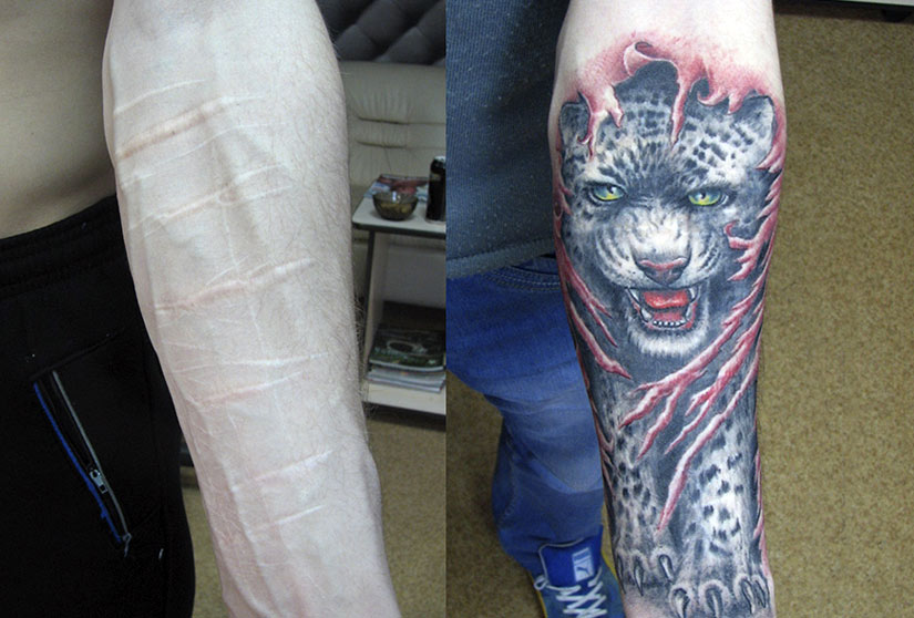 Тату на шрамах на руке Тату на шрамах на руке